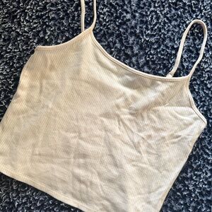 American Eagle Outfitters Cream Fitted Crop Camisole